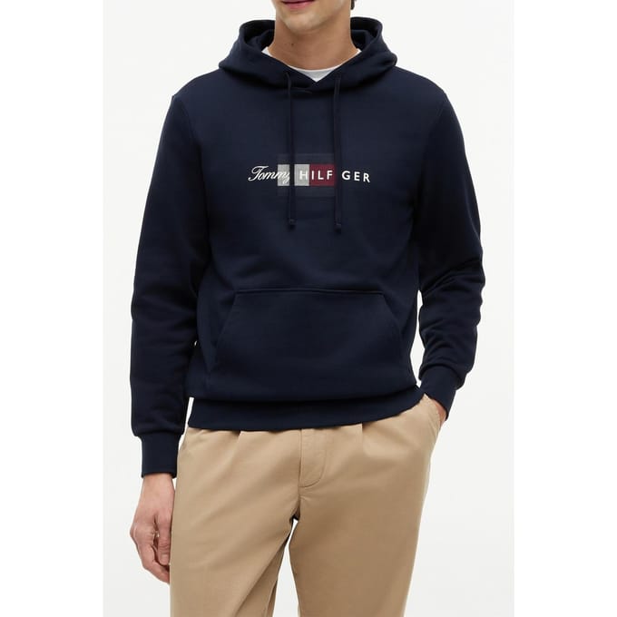 Tommy Hilfiger Script Flag Hoodie Desert Sky Größe: M | Kaputzenpullis Outlet | Herren