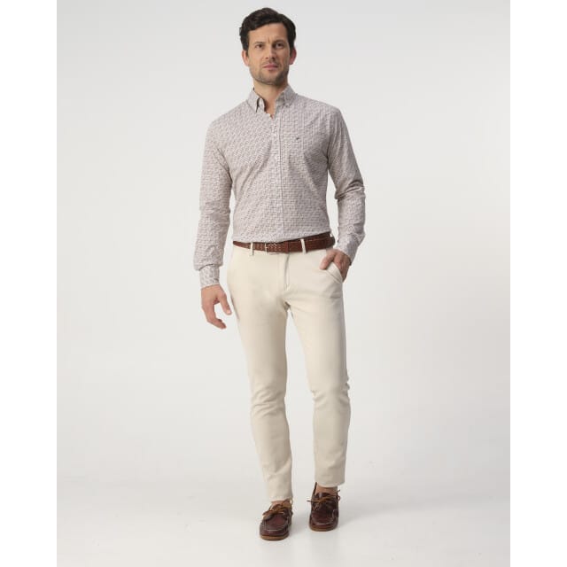 Campbell Casual Overhemd Bran Orange Brown Heren
