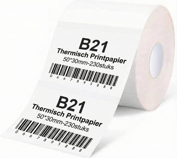 Niimbot labelprinterrol B21(S/Pro)/B1/B3S(pro)/K3/B31 - 50x30mm - 230 vellen - wit