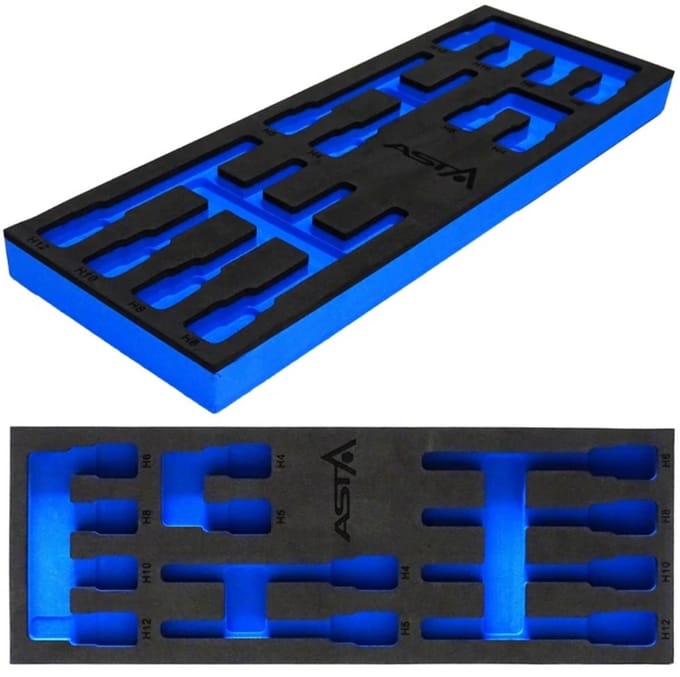 Schuimrubber inzetstuk voor HEX bits, 1/4 lade, 39x14x3cm