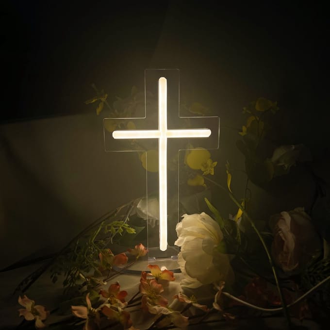 VANDAAG VERZONDEN - Neon licht - 24cm - Kruis - Warm wit - Christelijk - Jezus