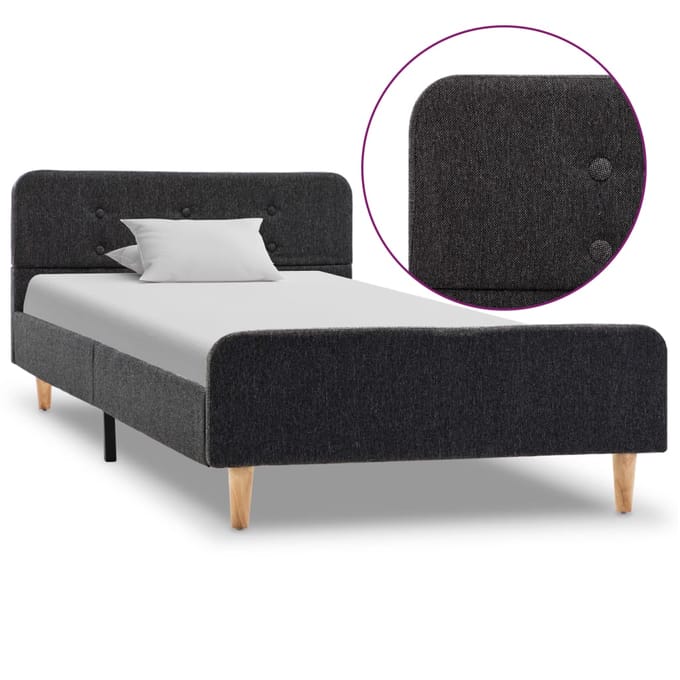 vidaXL - Bedframe - jute - donkergrijs - 100x200 - cm