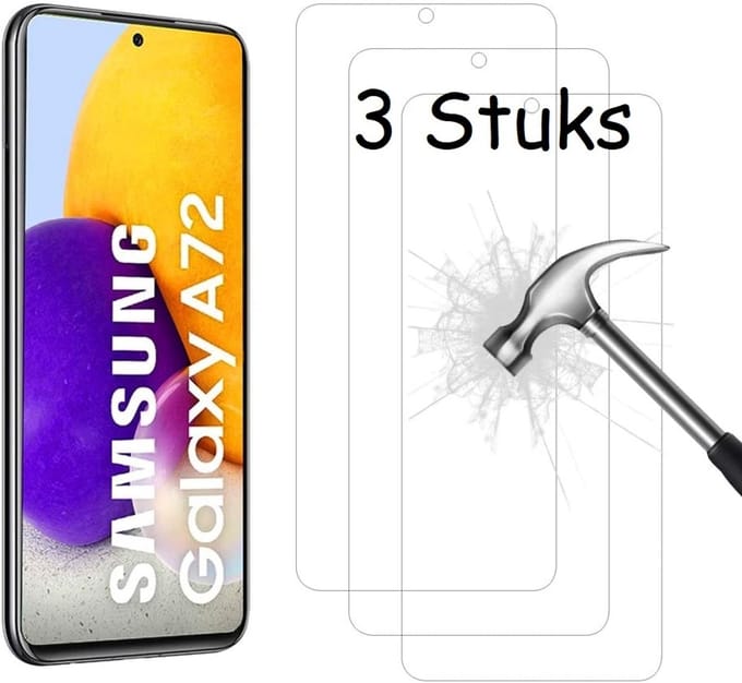 Screenprotector Geschikt voor Samsung Galaxy A72 Screenprotector - Galaxy A72 tempered glass Screenprotector - 3 stuks