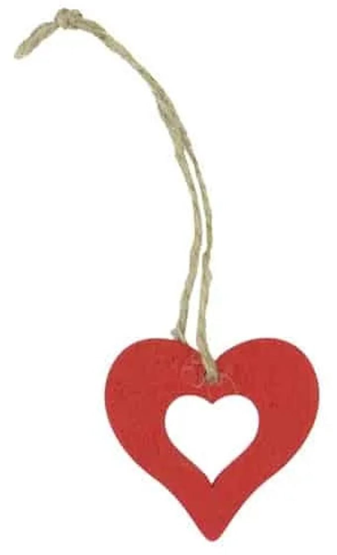 Houten hanger Hart Rood – 24 st – hout