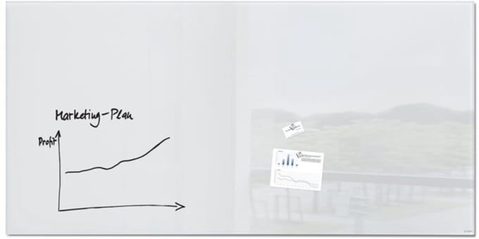 Sigel glasmagneetbord glaswhiteboard XL Artverum 200x100cm wit