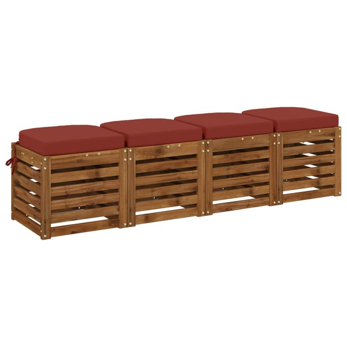 vidaXL - 4-delige - zitkussens - SOEST - 4 - pcs - 100% - Polyester - Rood