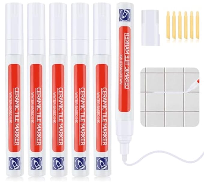 Afdichtingspen voor tegels - Wit, 6 Stuks