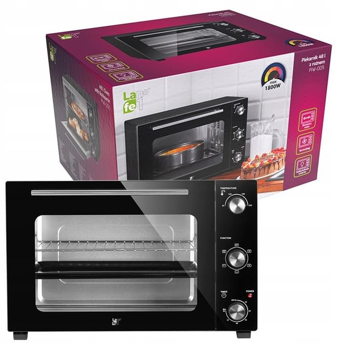 Lafe - Elektrische oven - Inhoud 48 l - vermogen 1800 W - hetelucht, HeatMaster