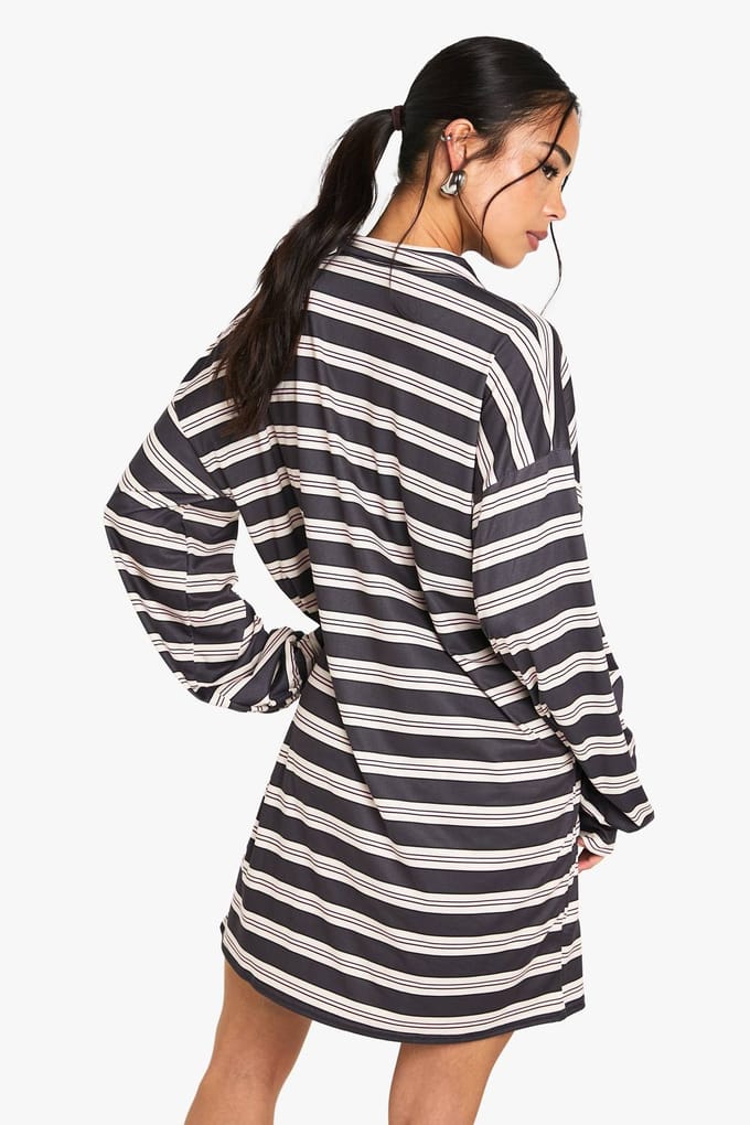 boohoo Dames Stripe T Shirt Dress | Navy | Maat: 8