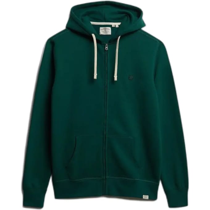 Superdry Monogram Geborduurde Zip Hoodie Green Grootte: L