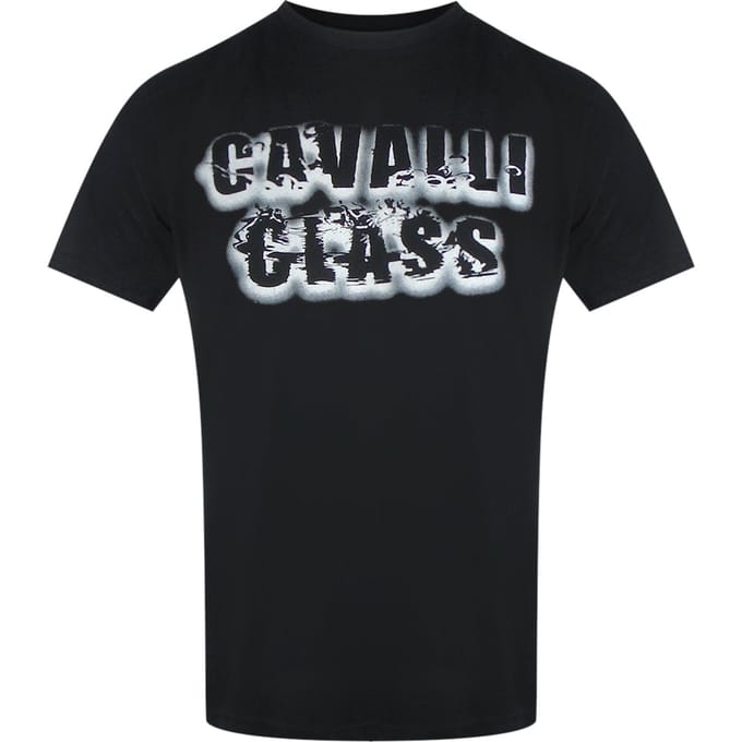 Cavalli Class Graffiti Logo Heren T-Shirt - Zwart