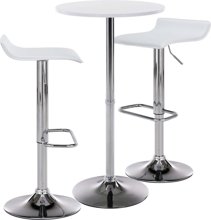 CLP Esberg 2 delige bar tafel set - Bartafel met barstoelen - Binnen - Hoog - Kunstleer - wit