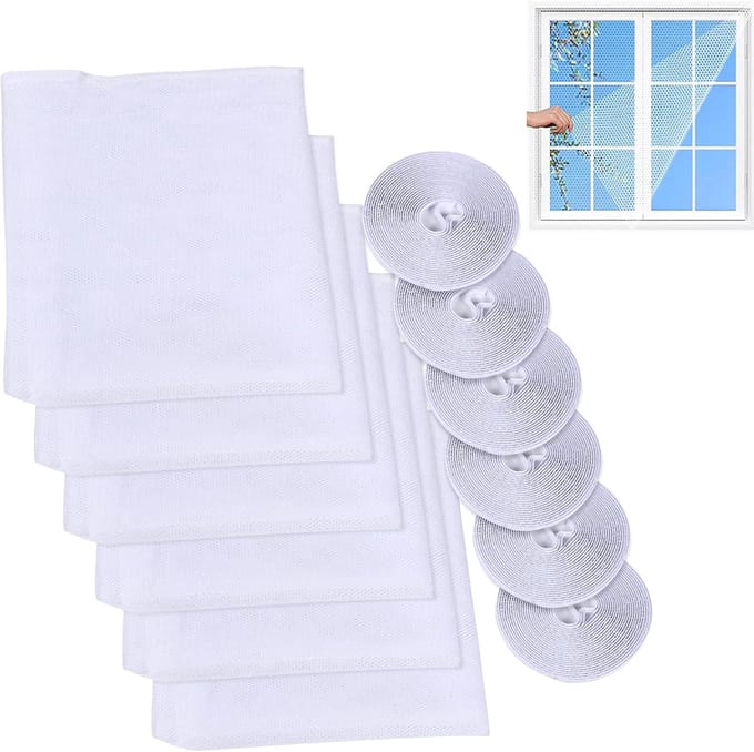 Raam muggennet 6 stuks 130x150cm – Insectenwerend gaas, zelfklevend, wit