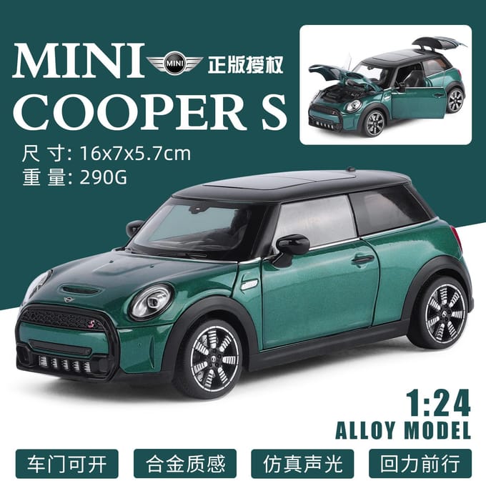 1:24 Bmw Mini Cooper S F56 Luxe Compacte Sport Hatchback Legering Metaal Diecast Modelauto Huisdecoratie Desktop Display Speelgoed