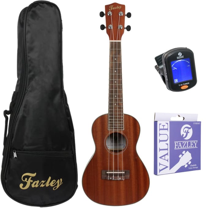 Concert Ukelele starterset - incl. hoes, tuner en standaard - Hout