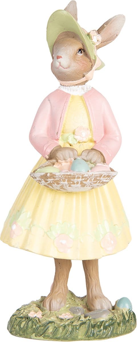 Clayre & Eef Decoratie Beeld Konijn 12 cm Beige Kunststof