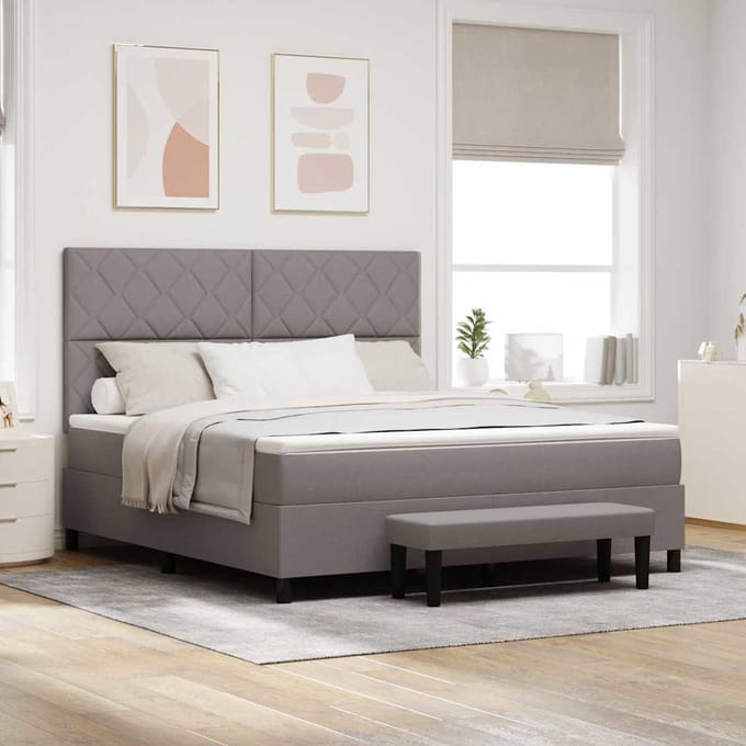 vidaXL - Boxspring - bed - met - hoofdeinde - Taupe - 180 - x - 200 - cm - Stof