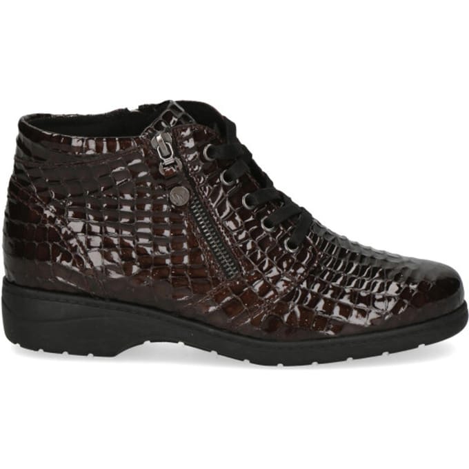 Caprice Bruine Lak Leren Dames Enkellaarzen - Bruin - 41