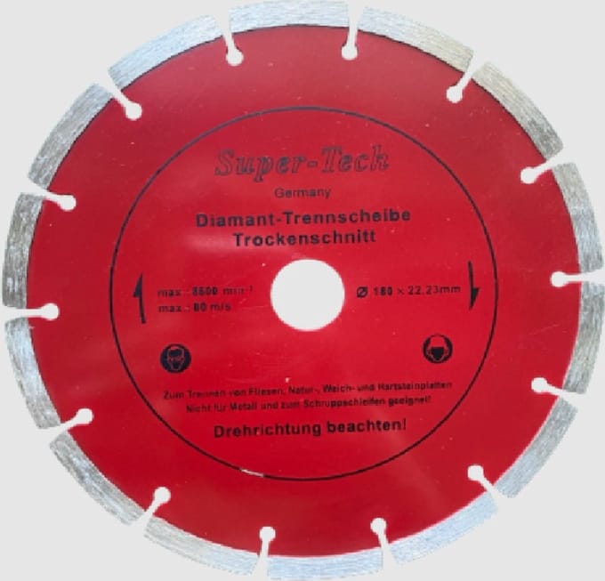 Diamantschijf voor tegels en glazuren 180MM