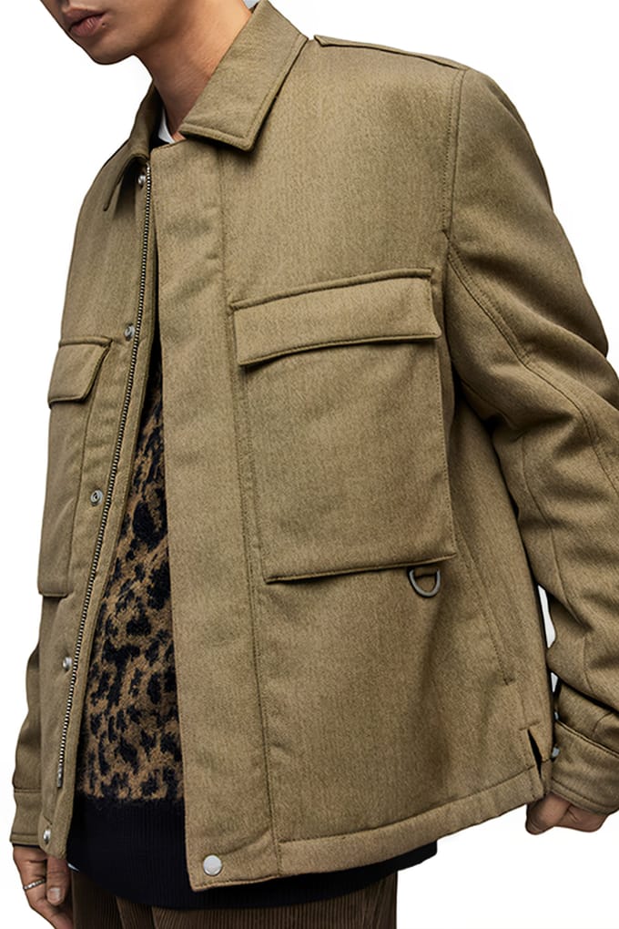 AllSaints Myers Jacket Khaki Taglia: L | Giacche leggere Outlet | Uomo | Marrone