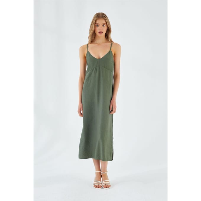 V-hals Split Midi Jurk