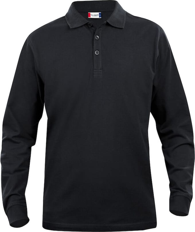 Clique Basic Polo L/S Junior 028233 - Zwart - 110-120