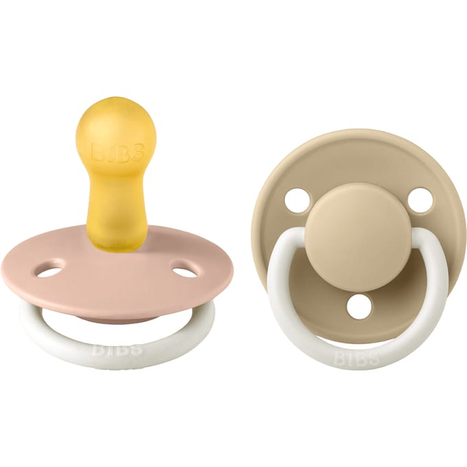 BIBS De Lux 2 Pack Latex Maat 2 Blush Gloed/Vanille Gloed 2 st