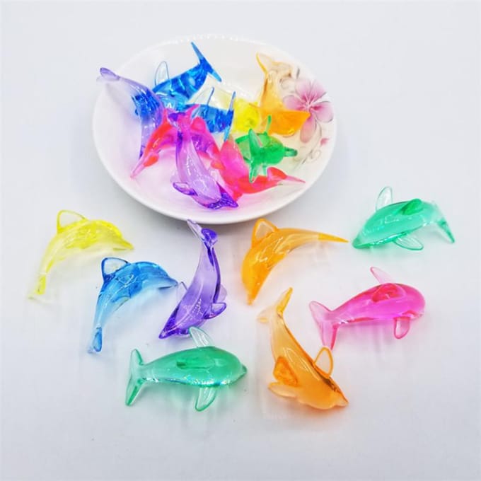 5 Pièces 46*29*18mm Dauphin Acrylique Forme Cristal Pièces de Jeu Pour Accessoires de Jeux de Société blue
