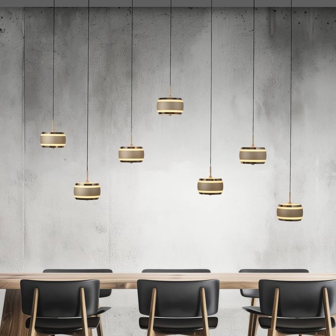 LED hanglamp PURE Falling Rings, brons, lengte 132 cm, 7-lamps