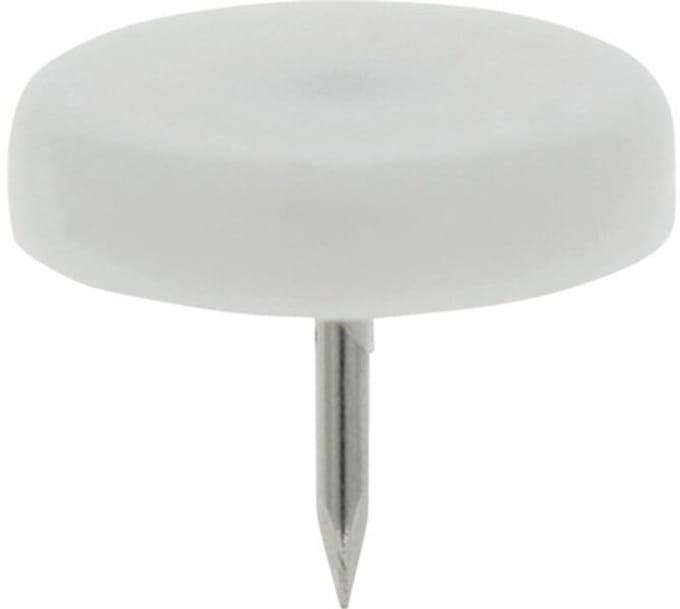 TARROX Meubelglijder Kunststof Spijkerbaar rond wit Ø 28 mm, 16 stuks
