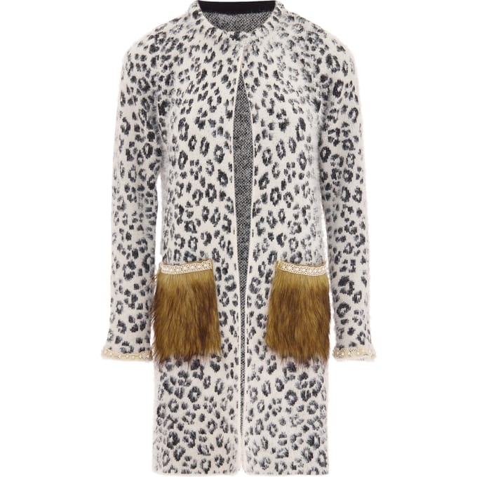 Faina Vest Dames wol wit zwart