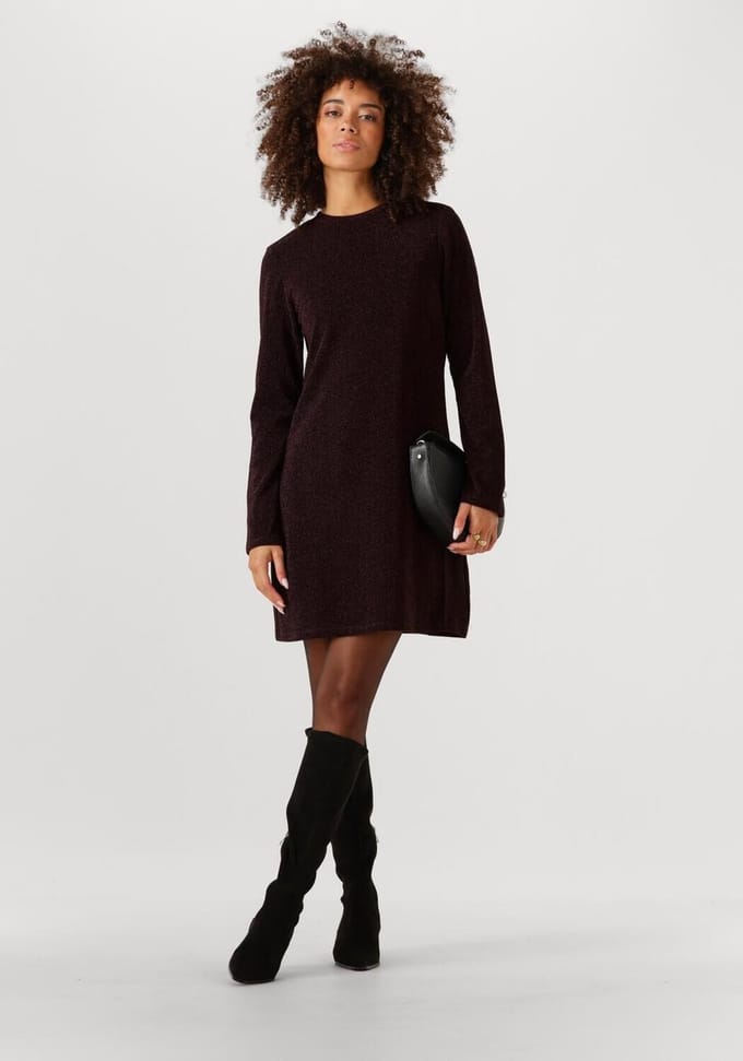 Object Objfilipa L/s Re Short Dress Dames - Jurk - Bordeaux - Maat XS