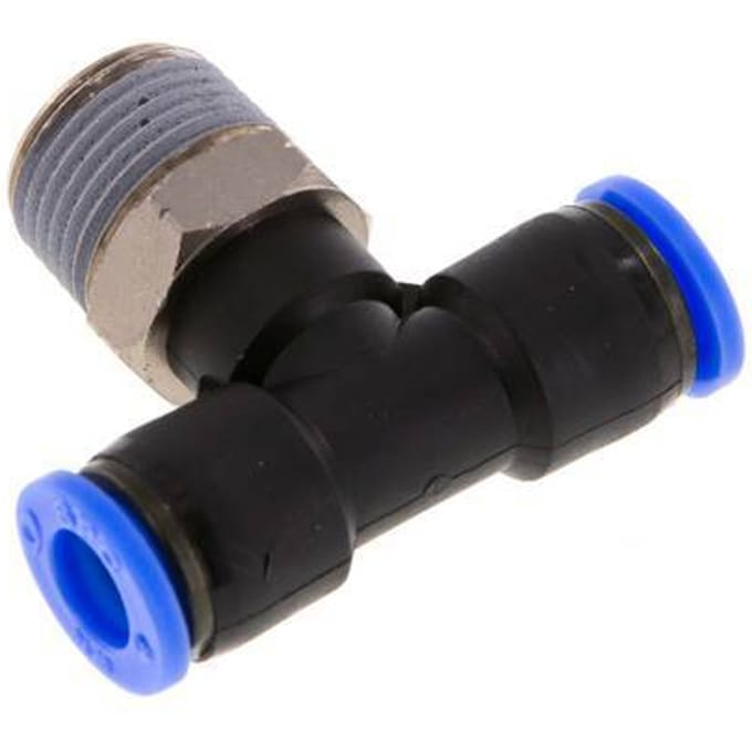 5/16'' x 3/8'' NPT inline T-stuk Messing/PBT Insteekfitting Buitendraad Draaibaar NBR [2 Stuks]