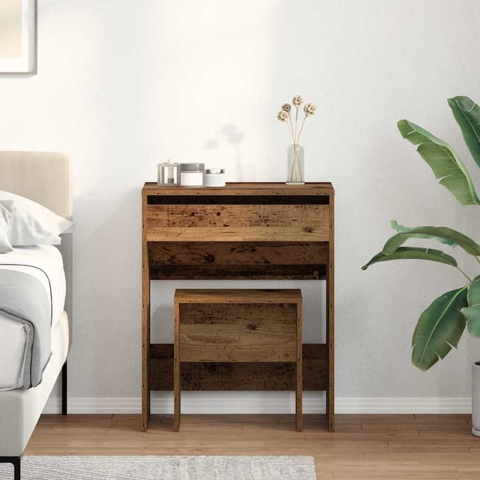 vidaXL - Kaptafel - 2 - st - Oud - Hout - 60 - x - 40 - x - 75 - cm - Bewerkt - hout
