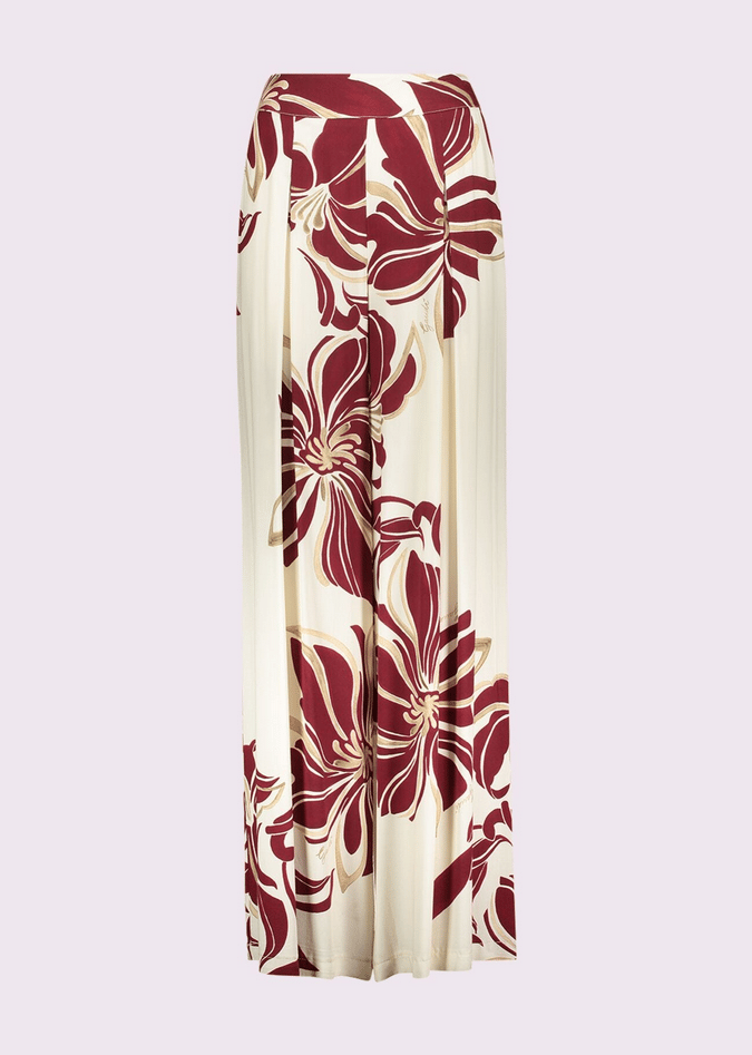 broek met vrouwen print botercreme