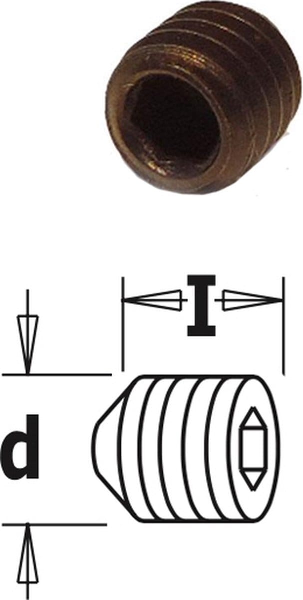 Inbusbout met conisch drukvlak M4 x 4 mm.