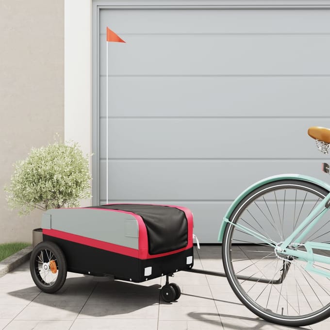 Vidaxl Remorque à Vélo, Noir-Rouge, 30 kg, Fer
