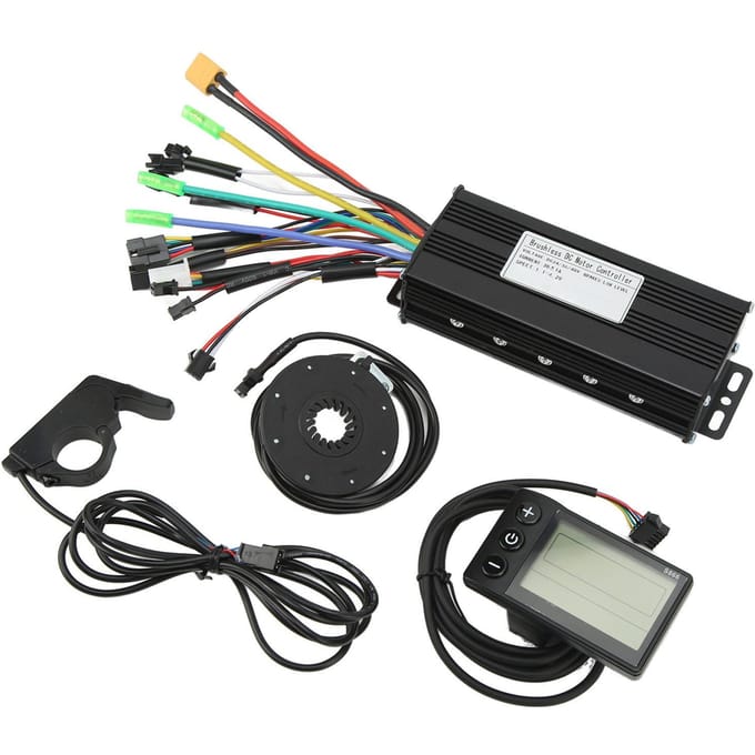 Elektrische Fiets Lithium Batterij Modificatie Controller Kit 30A Sinusgolf Controller met Paneel DC24 36 48V black