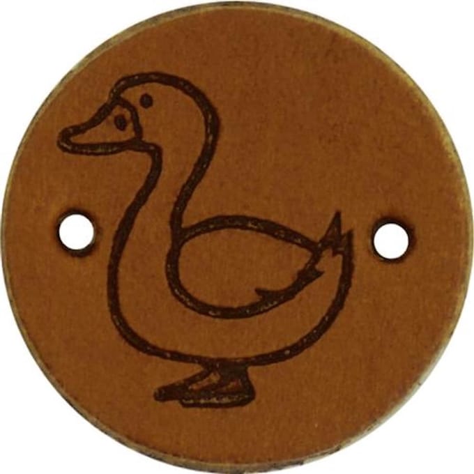 Durable Leren Label met Eendopdruk – 2 cm – Set van 2 Stuks