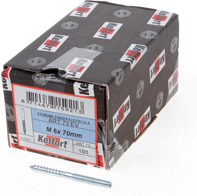 Kelfort Stokeind verzinkt 73 gram M6x 70mm