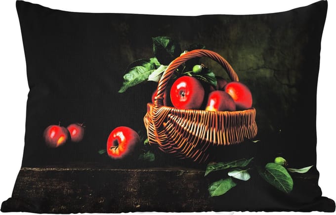 Buitenkussens - Rustiek - Appel - Fruit - Rood - Mand - Stilleven - 60x40 cm - Weerbestendig
