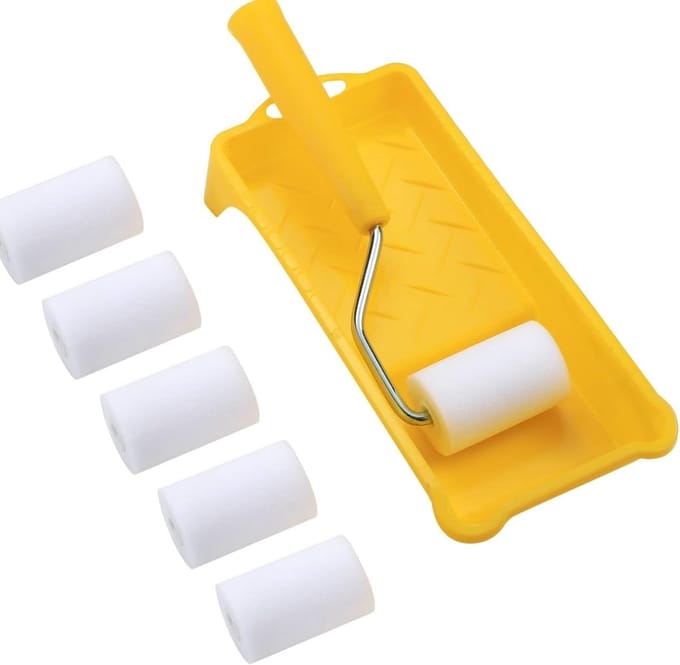 Mini Schuimverfroller Set - Schuimverfrollen - Kleine 6 * 5 cm Schuimverfrollerhoes + Verfrollerframe + Kleine Verfkenner