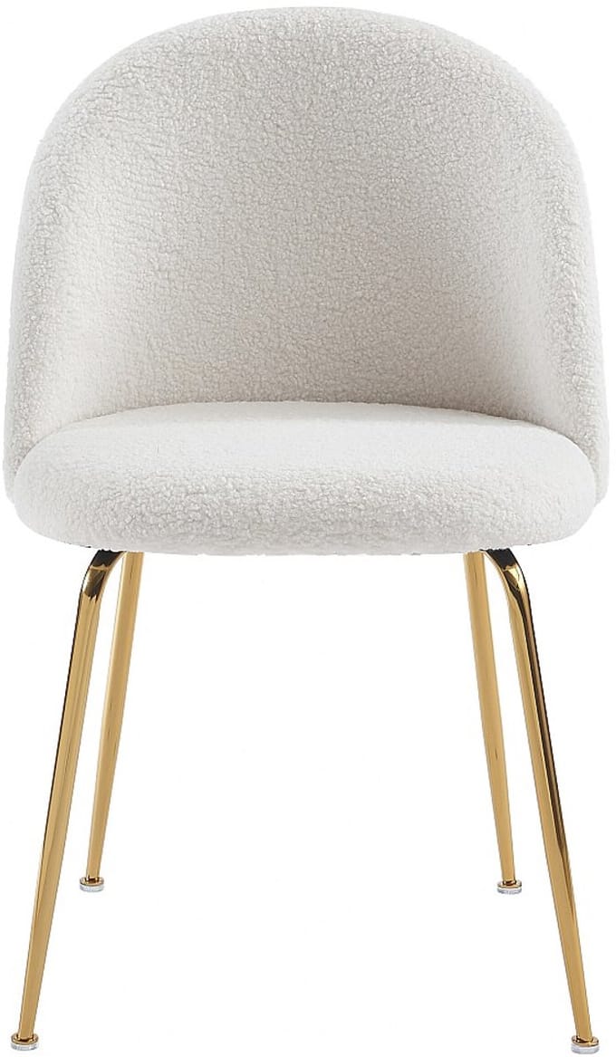 Vente-unique Set van 2 stoelen - Krullerige stof en goudkleurig metaal - Wit - MELBOURNE