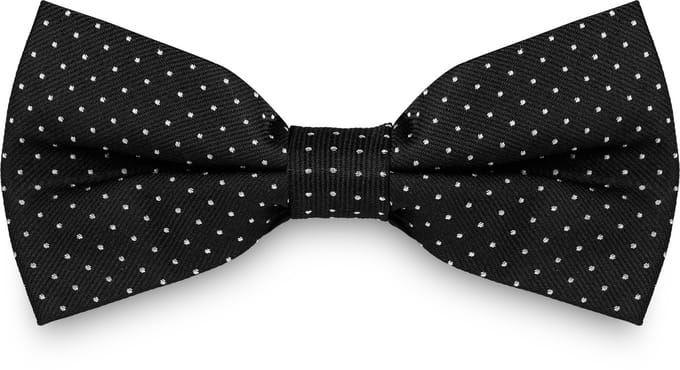 Zwarte Zijden Vlinderdas met Polkadots