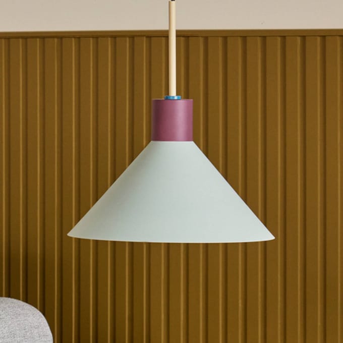 Hübsch Crayon hanglamp, lichtblauw/wijnrood, ijzer, E27