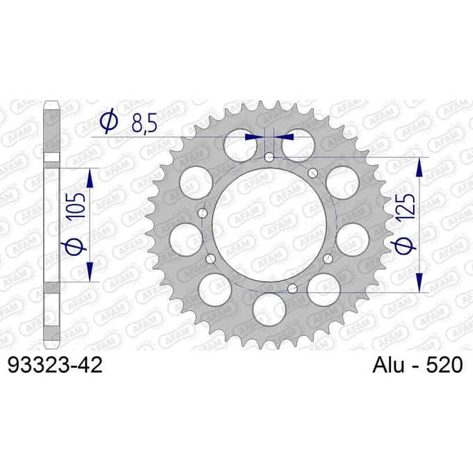 Aluminium tandwiel achter Afam 520 42 dents
