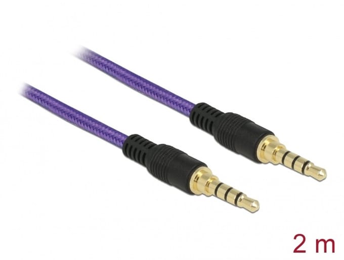 Delock Klinkenkabel 3,5 mm 4 Pin Stecker > Stecker 2 m violett