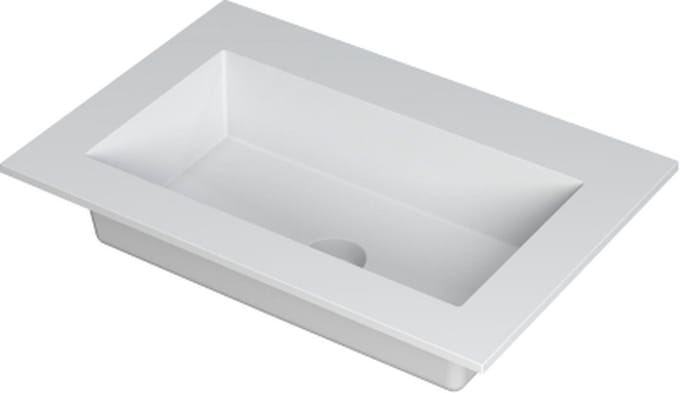INK Kraft wastafel polystone enkele bak zonder kraangat 70x45x1cm, mat wit