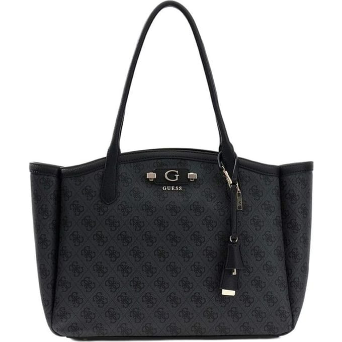 GUESS schoudertas Lindsey Tote Coal Logo donkergrijs