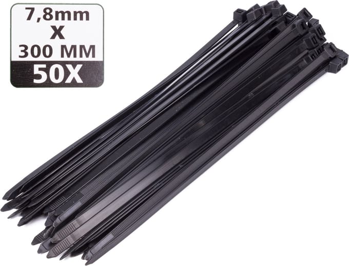 Hofftech Tie Ribs 7.8 x 300 mm Zwart - 50 stuks